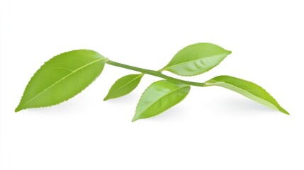 Fresh Green Leaves on a White Background for Natural Themes
