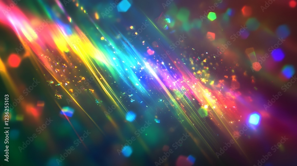 Fototapete vibrant cosmic explosion of colorful luminous particles and glowing beams in a mesmerizing dynamic a