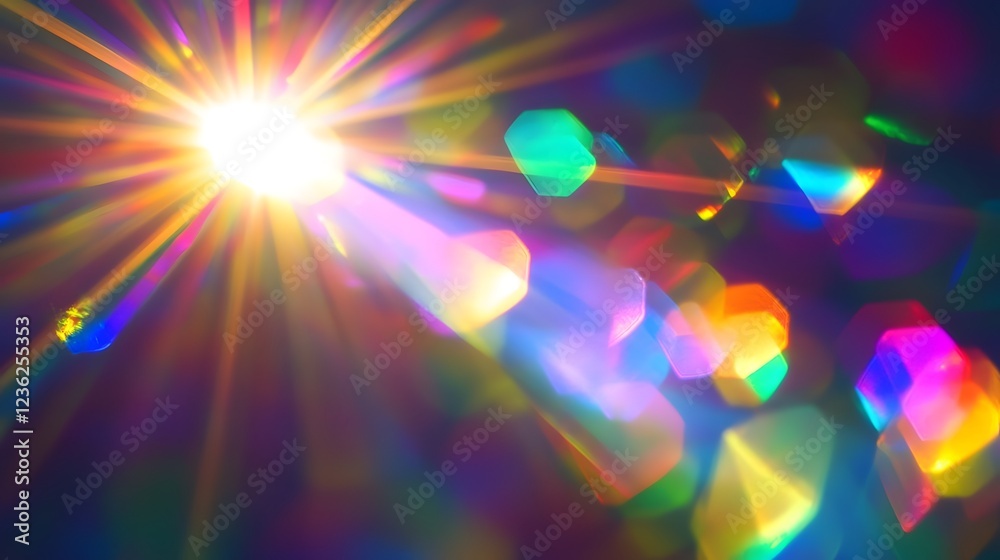 Poster vibrant explosion of light and color an abstract digital masterpiece bursting with captivating prism