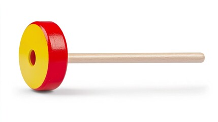 Colorful Wooden Toy with Hollow Center and Long Stick Handle