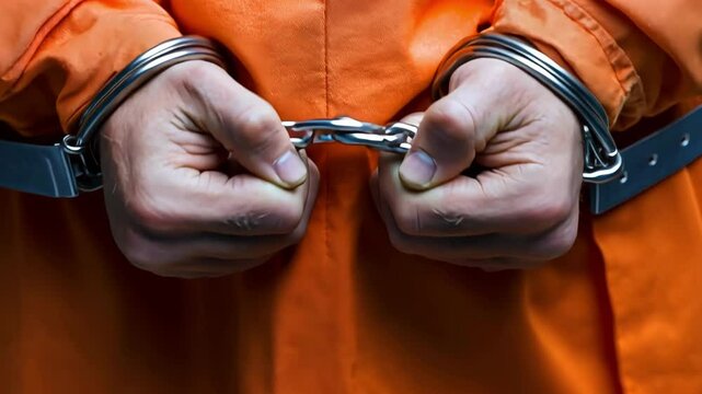 A Remorseful and Guilty Prisoner in Handcuffs