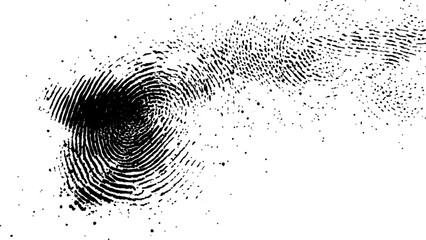 Abstract fingerprint design with a grunge texture, Vector white and black fingerprint texture. Black fingerprint on white Transparent background.