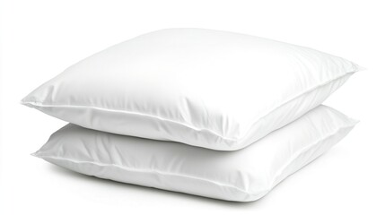 Soft White Pillows Stacked on a Clean White Background for Comfort