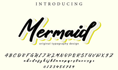Mermaid Font Stylish brush painted an uppercase vector letters, alphabet, typeface