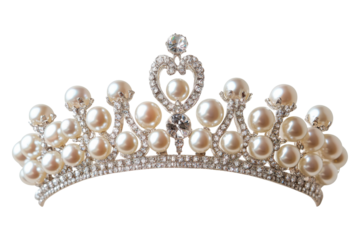 Elegant Tiara with Pearls and Crystals on Display