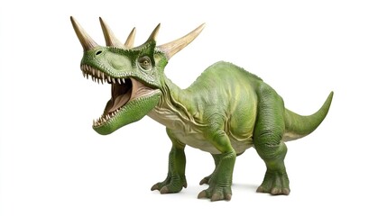 Fototapeta premium Green Triceratops Dinosaur Model with Detailed Texture and Expression