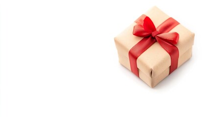 Obraz premium Gift Box Wrapped with Red Ribbon on a Simple Background