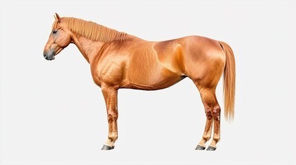 Obraz premium Beautiful Charcoal Brown Horse Standing Proudly in Profile View