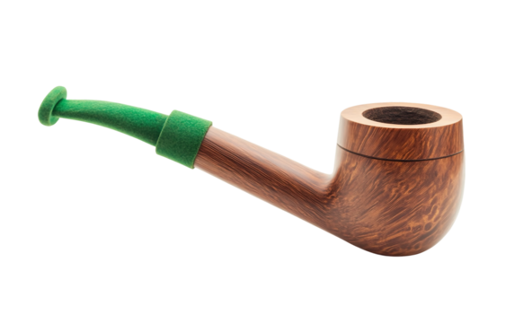 The Mystical Wooden Pipe Linked to Leprechaun Tales Isolated On Transparent Background.