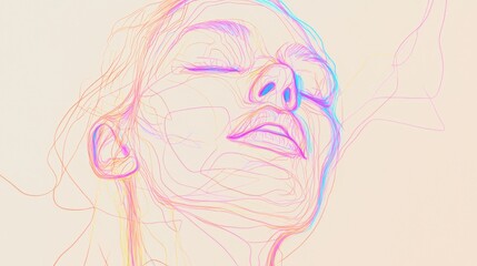 Fototapeta premium Electric Pastel Lines in Scrawling Artistry of a Human Figure