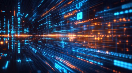 Dynamic Abstract Background with Glowing Lines and Data Streams