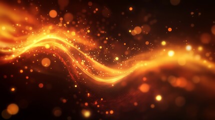 Obraz premium Abstract Waves of Warm Light with Sparkling Particles in Background