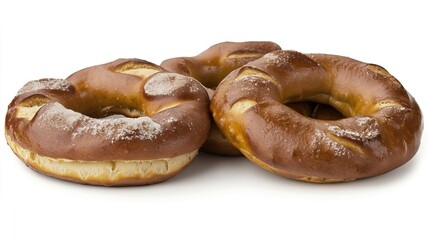 Freshly Baked Soft Pretzels on White Background