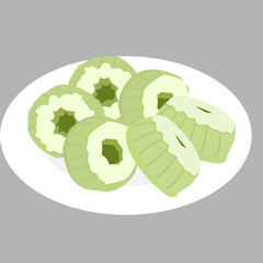 Sliced Chayote Squash on Plate - Vector Illustration