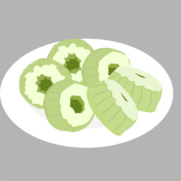 green sliced vegetables on white plate clip art preview