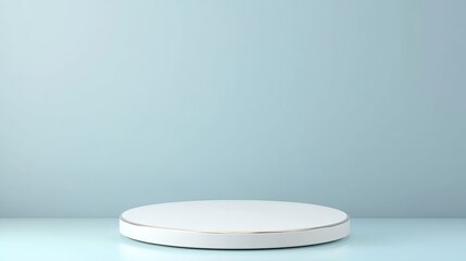 White pedestal, blue backdrop, studio, product display