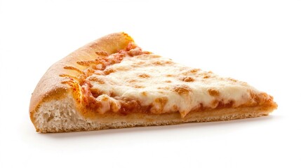 Delicious Slice of Classic Cheese Pizza on White Background