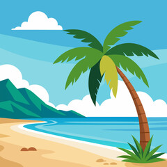 beach with palm trees and sea