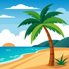 tropical island with trees