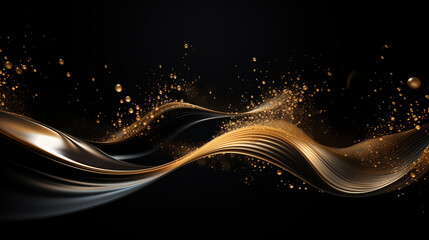 Elegant Flowing Golden Wave with Sparkling Particles