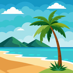 tropical island with palm trees