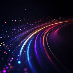Obraz premium Vibrant Star Trails with Colorful Light Particles in Dark Space