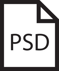 File icon. Format of document on computer outline symbol. PSD file sign. Audio extension graphic multimedia application software folder. Presentation audio design isolated on transparent background.