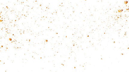 Gold Isolated Falling Foil Confetti with Glitter Dust. Golden Festive Background. gold glitter dust falling on transparent background,