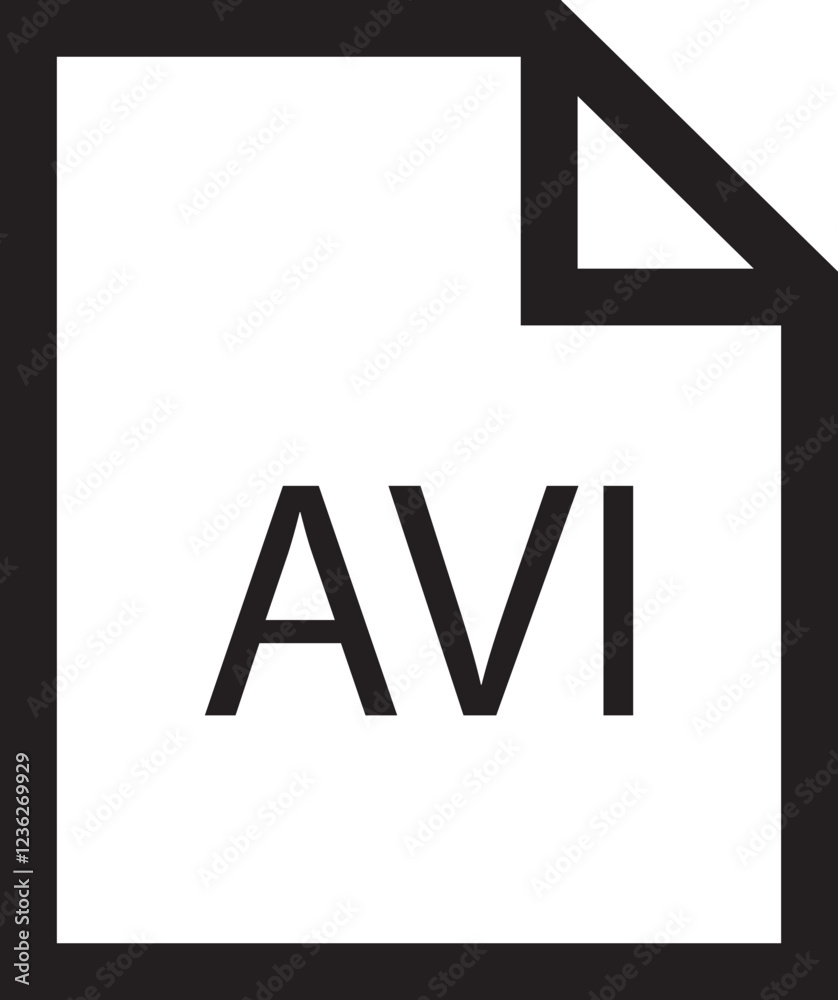 Poster file icon. format of document on computer outline symbol. avi file sign. audio extension graphic mul
