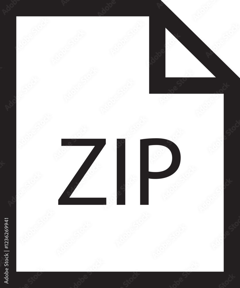 Poster file icon. format of document on computer outline symbol. zip file sign. audio extension graphic mul