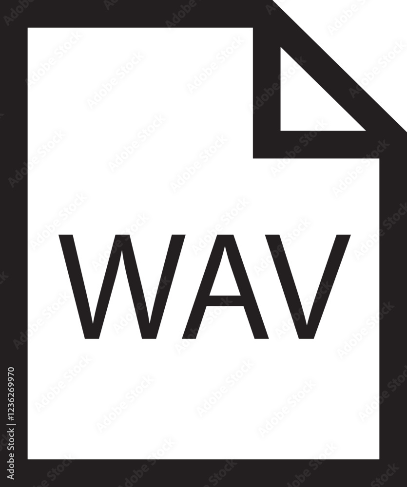Poster file icon. format of document on computer outline symbol. wav file sign. audio extension graphic mul