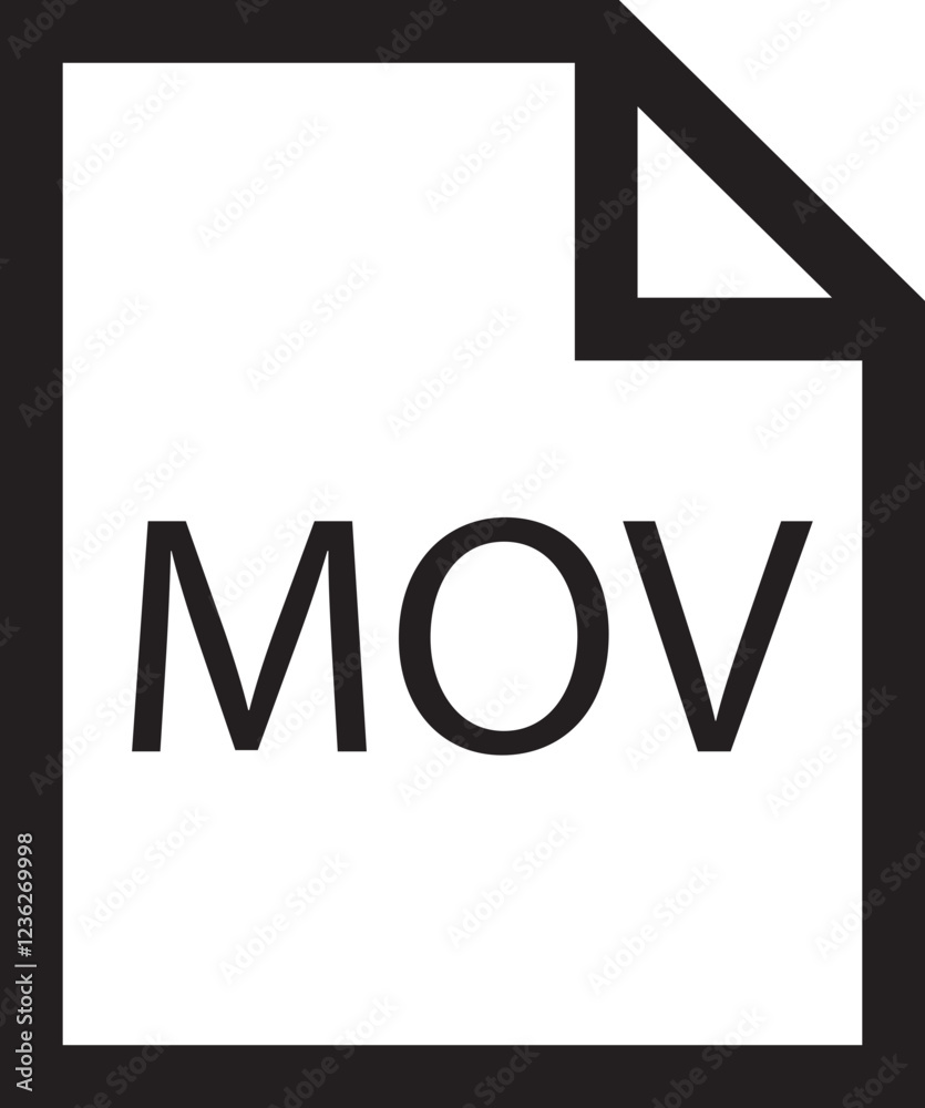 Poster file icon. format of document on computer outline symbol. mov file sign. audio extension graphic mul