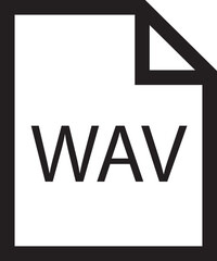 Obraz premium File icon. Format of document on computer outline symbol. WAV file sign. Audio extension graphic multimedia application software folder. Presentation audio design isolated on transparent background.