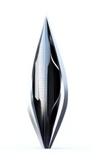 A floating futuristic skyscraper, innovative glass and steel facade, nextgeneration architecture, isolated on white background