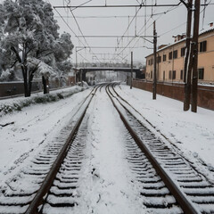 Fototapeta premium railway in the winter