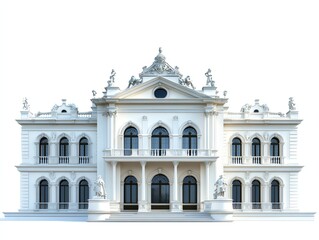 Fototapeta premium A grand heritage museum, timeless architectural facade with intricate details, isolated on white background