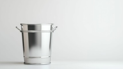 Stainless Steel Tank Silver metal bucket on a plain background