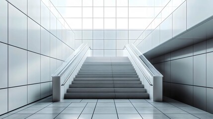 Obraz premium A staircase leading up to a building with a white wall