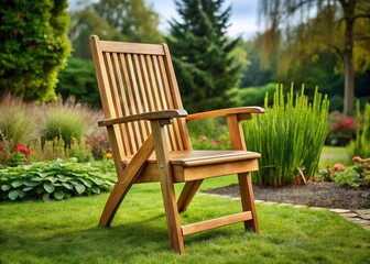 Natural Wood Patio Lounge Chair with Comfy Cushions