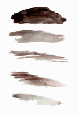 watercolor brush strokes in brown colors in vector