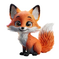 Obraz premium Detailed Cartoon Fox Sitting Illustration.