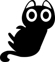 Funny cat icon.Collection of silhouette of funny cats in different poses. Vector illustration isolated on white background. Drawing with children.Halloween damn kittens.Cat is misbehaving and playing.