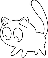 Funny cat icon.Collection of silhouette of funny cats in different poses. Vector illustration isolated on white background. Drawing with children.Halloween damn kittens.Cat is misbehaving and playing.