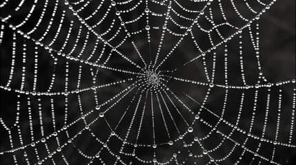 Obraz premium A spider web with dew drops.