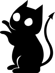 Funny cat icon.Collection of silhouette of funny cats in different poses. Vector illustration isolated on white background. Drawing with children.Halloween damn kittens.Cat is misbehaving and playing.