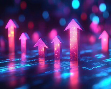 Colorful arrows showing growth in a digital world.