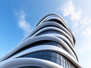 Iconic residential tower, twisting facade, advanced structural design, 3D illustration