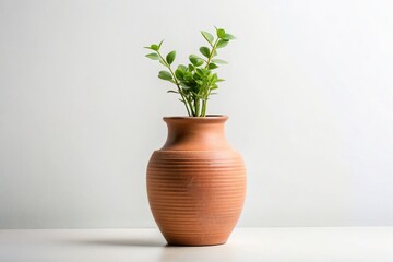 Obraz premium Simple Earthenware Vase with Lush Greenery