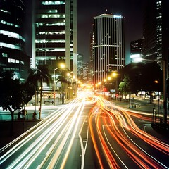 Obraz premium traffic on highway at night