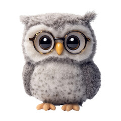 Naklejka premium Cute Owl Character with Glasses and Soft Fur